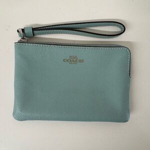 Coach Teal Leather Wristlet
